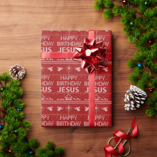 Happy Birthday Jesus Ugly Christmas Sweater God Wrapping Paper