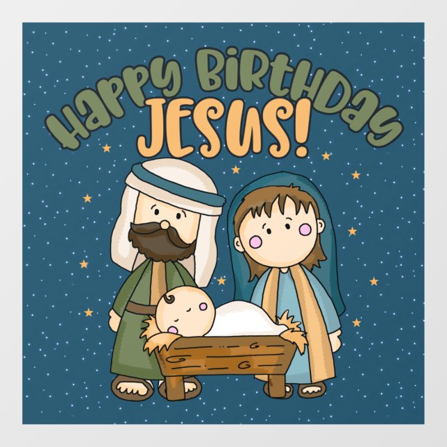 Happy Birthday Jesus Window Cling (Sheet)