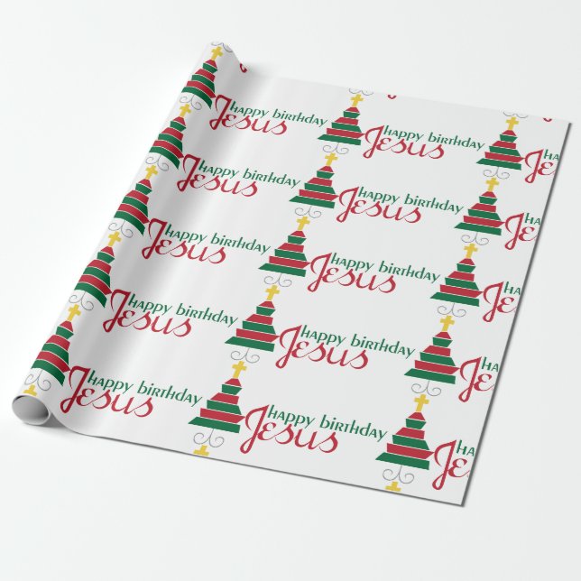 Happy Birthday Jesus Wrapping Paper (Unrolled)