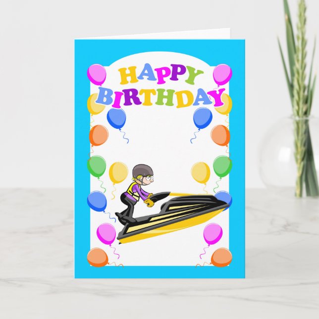 Happy birthday, jet ski champion card (Front)