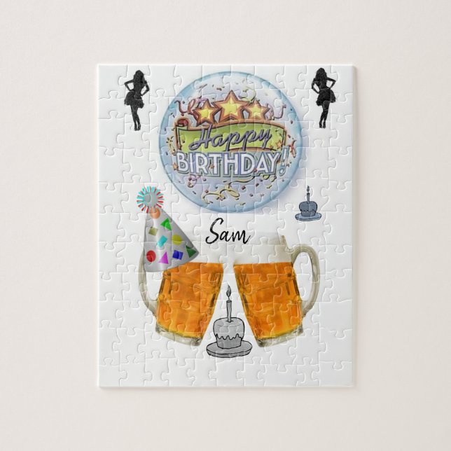 Happy Birthday Jigsaw Puzzle Beer (Vertical)
