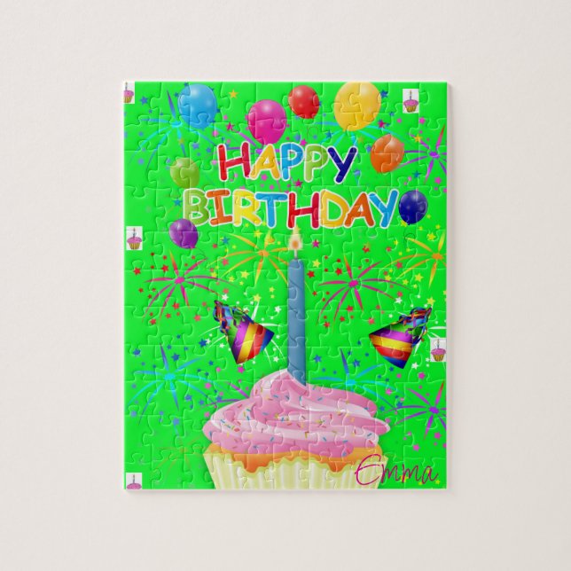 Happy Birthday Jigsaw Puzzle Bright Green (Vertical)
