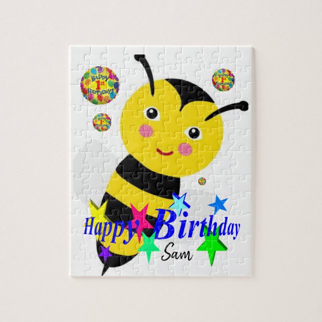 Happy Birthday Jigsaw Puzzle Bumblebee (Vertical)