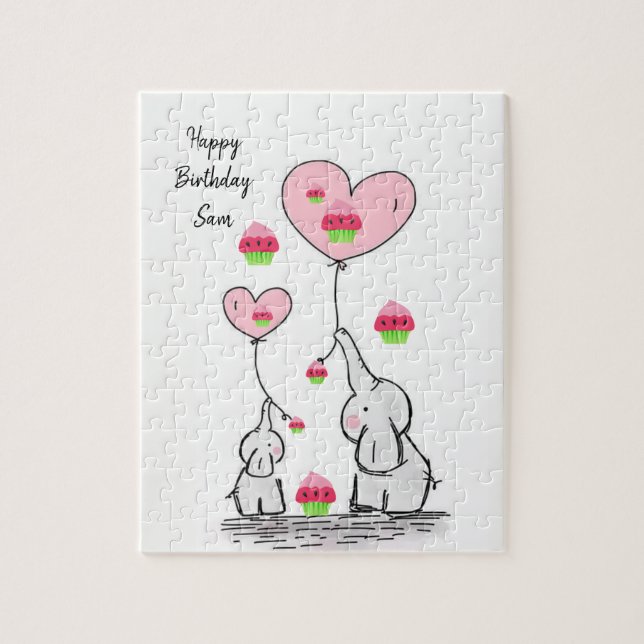 Happy Birthday Jigsaw Puzzle Elephant (Vertical)
