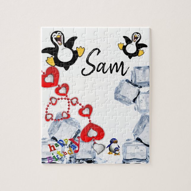 Happy Birthday Jigsaw Puzzle Penguin (Vertical)