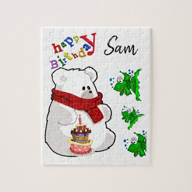 Happy Birthday Jigsaw Puzzle Polar Bear (Vertical)