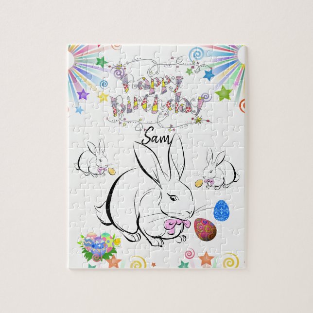 Happy Birthday Jigsaw Puzzle Rabbit (Vertical)
