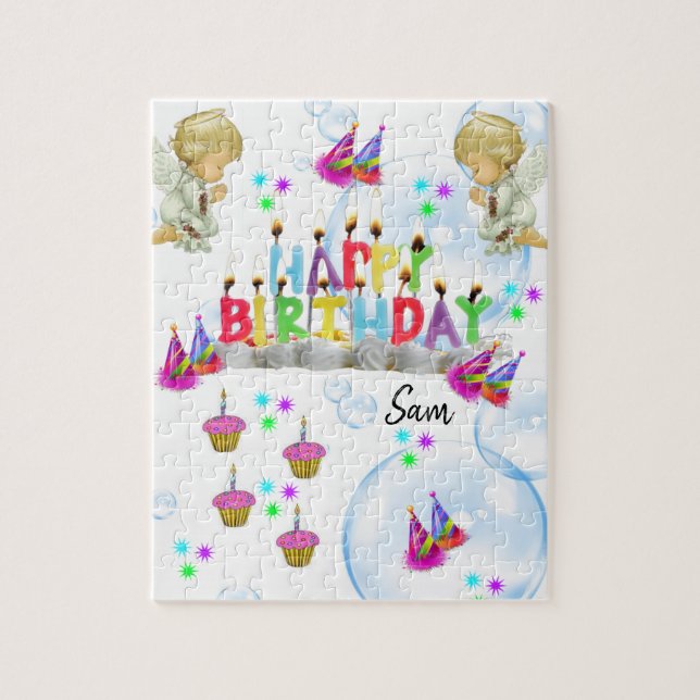 Happy Birthday Jigsaw Puzzle Twin Angels (Vertical)