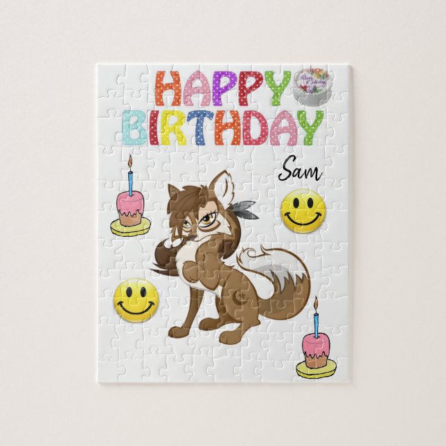 Happy Birthday Jigsaw Puzzle Wolf (Vertical)