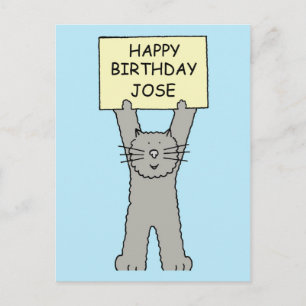 Happy Birthday Jose Cartoon Cat Postcard