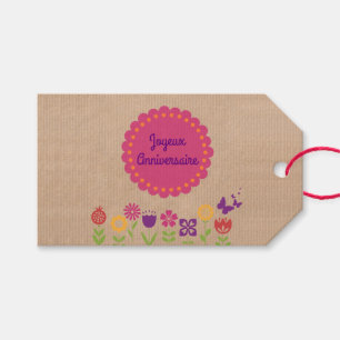 Happy birthday Joyeux Anniversaire Gift Tags