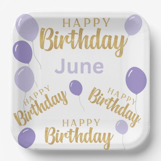 Happy birthday June birthdays Paper Plate (Front)