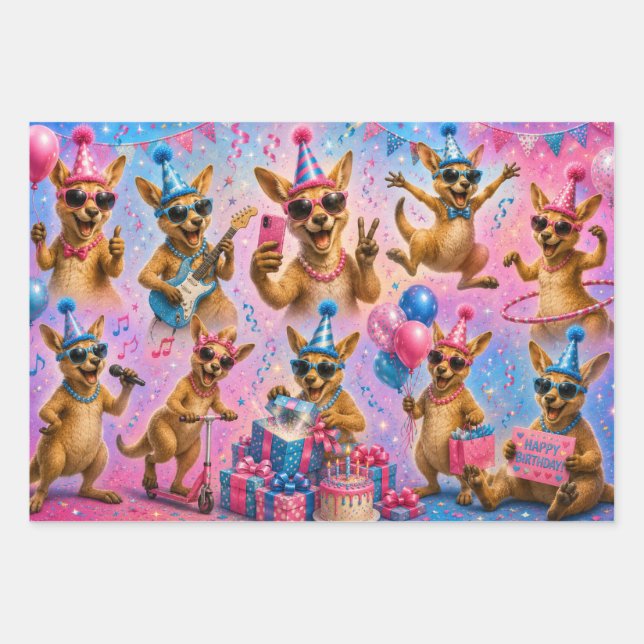 Happy Birthday Kangaroo Design Sheets (Front)