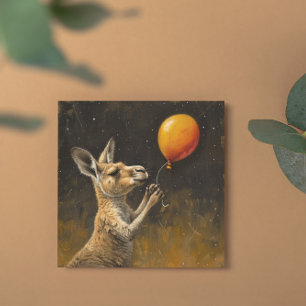 Happy Birthday, Kangaroo with balloon Holiday Card