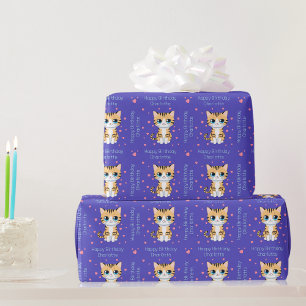 Happy Birthday Kawaii Cat Personalised Gift Wrap