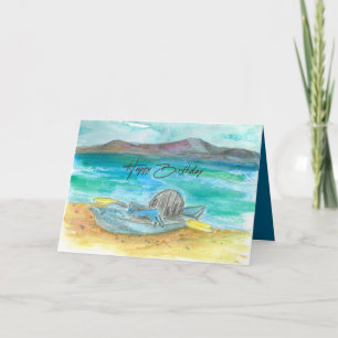 Happy Birthday Kayak Mountain Lake Beach Water Card