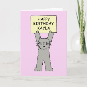 Happy Birthday Kayla Cartoon Cat Card