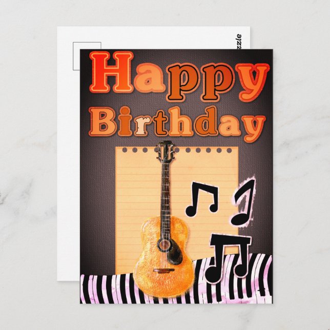  Happy Birthday Keyboard | Guitar Postcard (Front/Back)