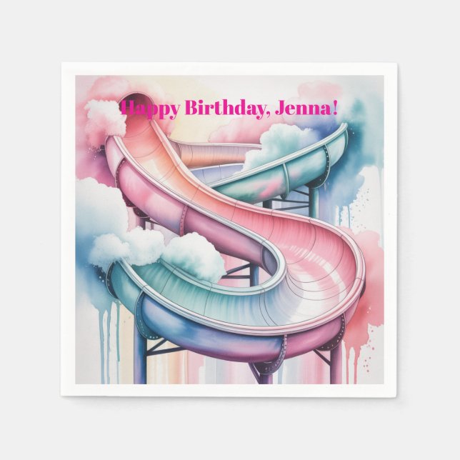 Happy Birthday Kids’ Birthday Waterslide Party Napkin (Front)