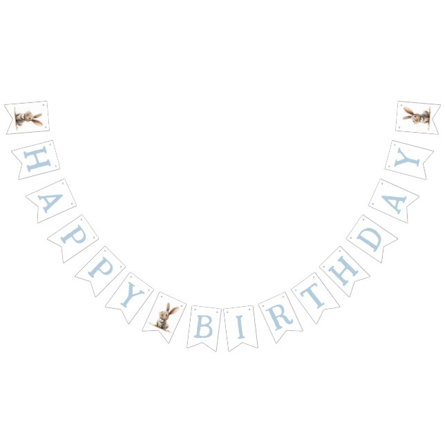 Happy Birthday Kids Bunny Birthday Blue Bunting (All)