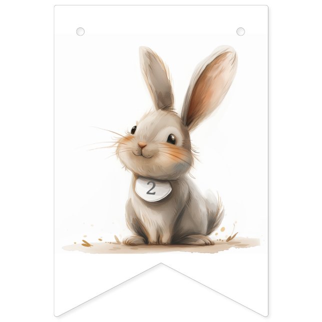 Happy Birthday Kids Bunny Birthday Pink Bunting (First Flag)