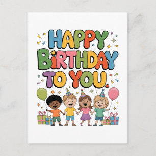 Happy Birthday Kids Holiday Postcard