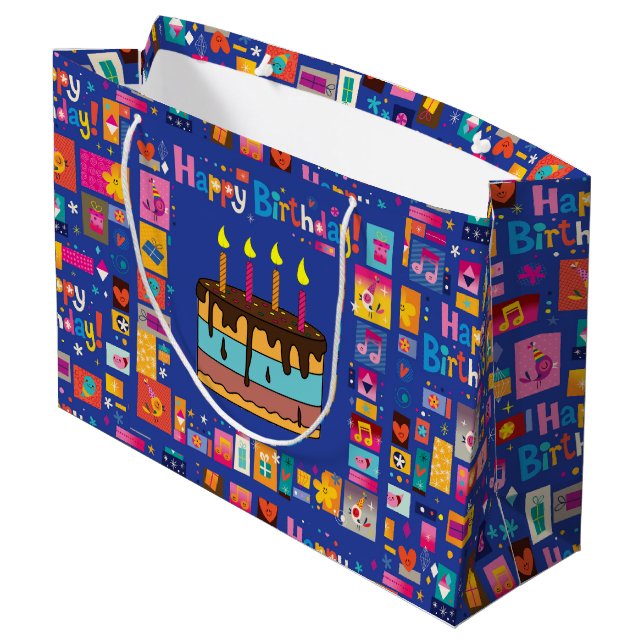 Happy Birthday Kids Large Gift Bag (Back Angled)