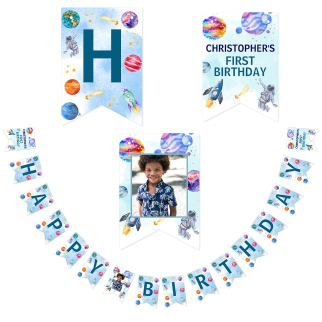 Happy Birthday Kids Modern Blue Bunting (Creator Uploaded)