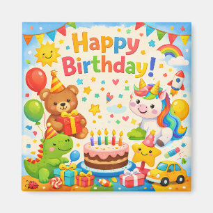 Happy Birthday Kids Party Magnet