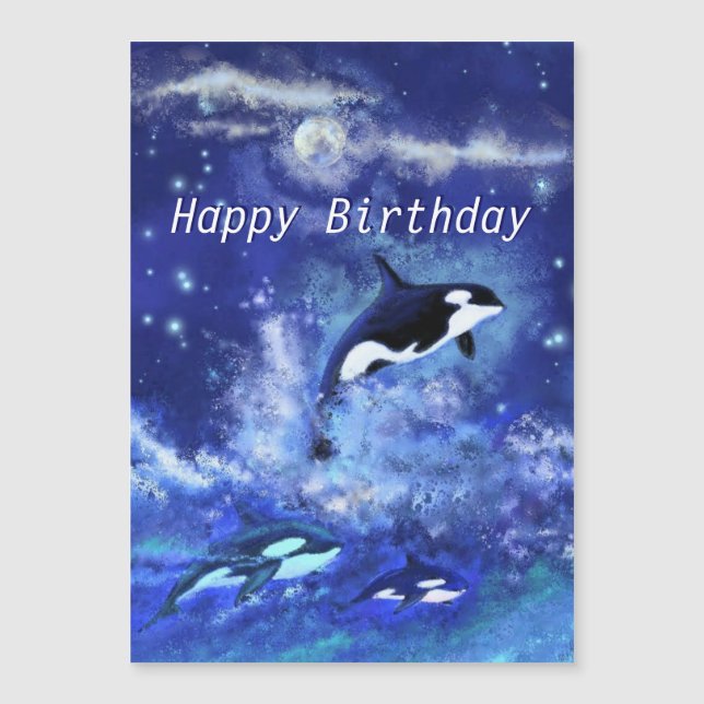 Happy Birthday - Killer Whales on Full Moon (Front)