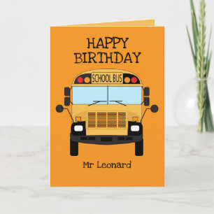 Happy Birthday Kindergarten School Bus Driver Card