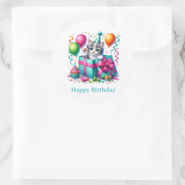 Happy Birthday Kitten Stickers (Bag)