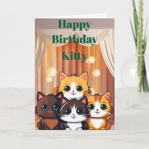 Happy Birthday Kitty Folded Greeting Card