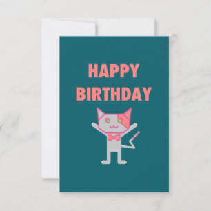 Happy Birthday Kitty Teal