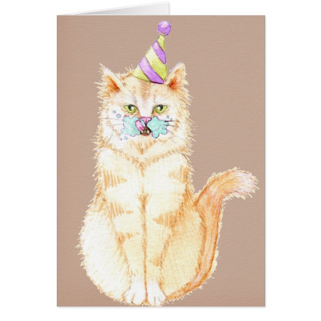 Happy Birthday | Kitty with Cake Face (Front)