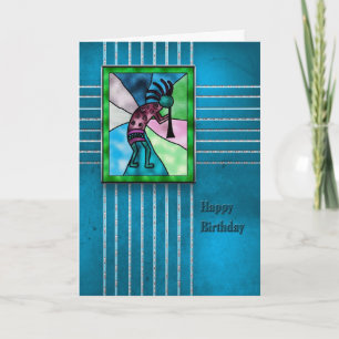 HAPPY BIRTHDAY - KOKOPELLI -AMERICAN INDIAN SERIES CARD