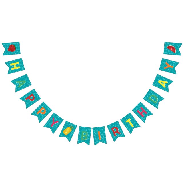 Happy Birthday l Pool Party l Summer Fruit Floats Bunting (All)