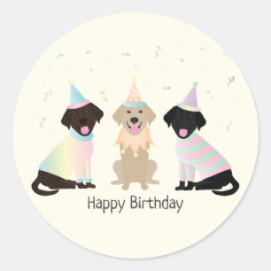 Happy Birthday Labrador Retriever Dogs Classic Round Sticker