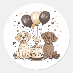 Happy Birthday Labrador Retriever Dogs Classic Round Sticker