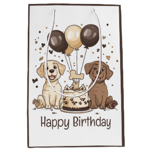 Happy Birthday Labrador Retriever Dogs Medium Gift Bag