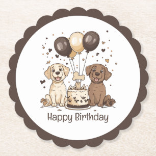 Happy Birthday Labrador Retriever Dogs Paper Coaster