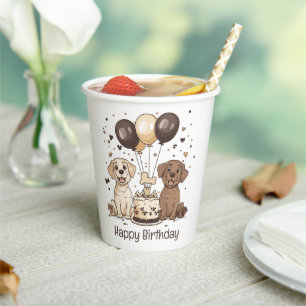 Happy Birthday Labrador Retriever Dogs Paper Cups
