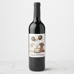 Happy Birthday Labrador Retriever Dogs Wine Label