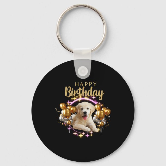 Happy Birthday Labrador Retriever Key Ring (Front)