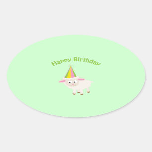 Happy birthday Lamb Oval Sticker