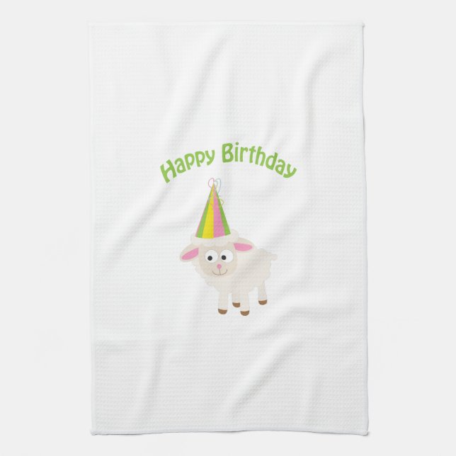 Happy birthday Lamb Tea Towel (Vertical)
