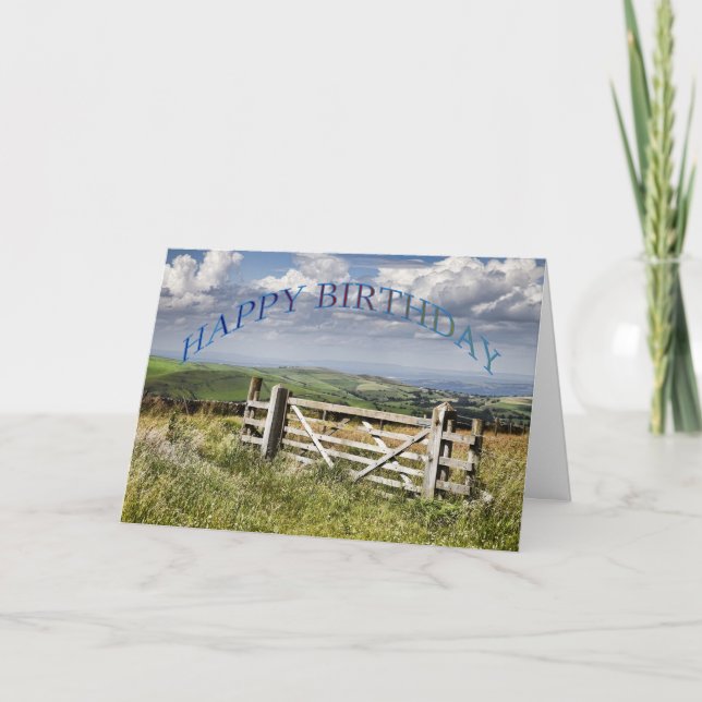 Happy Birthday landscape with a gate Card (Front)