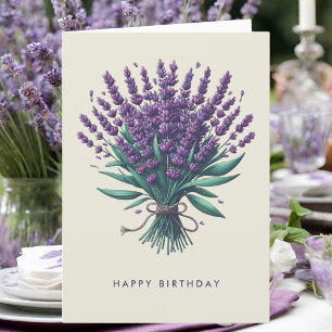 Happy Birthday Lavender Bouquet Greeting Card