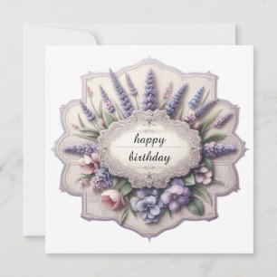 happy birthday lavender frame card
