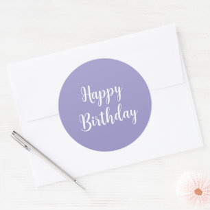 Happy Birthday Lavender Purple Custom Colour Trend Classic Round Sticker